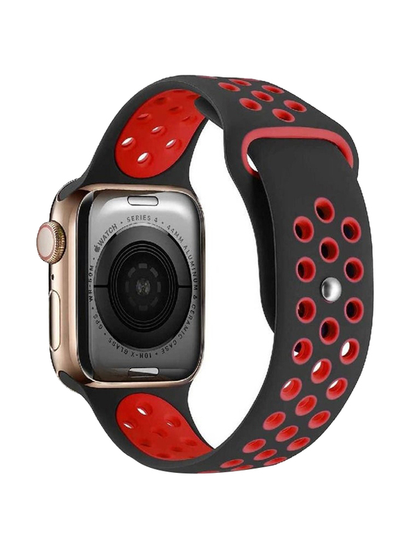 Sport Replacement Wrist Strap Band for Apple Watch 42/44mm, Black/Red