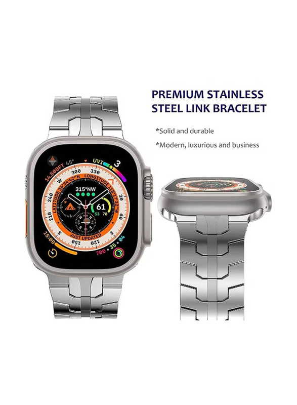 Ics Replacement Stainless Steel Metal Strap for Apple Watch Ultra 49mm, Silver