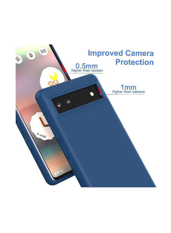 Zoomee Google Pixel 6A Protective Shockproof Soft Liquid Silicone Gel Rubber Mobile Phone Back Case Cover, Blue