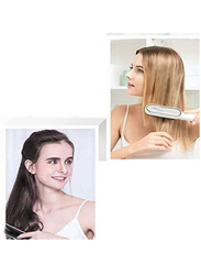 Xiuwoo Electric Hair Straightener Brush with Ceramic Styling Comb, White