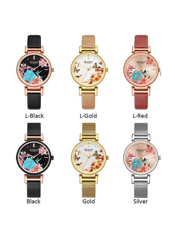 Curren Analog Watch for Women with Alloy Band, Water Resistant, J3813BR-KM, Black-Multicolour