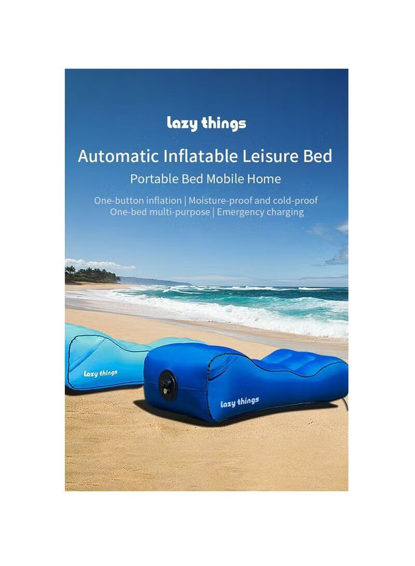 Lazy Things One Size Sofa Fast Inflatable Air Sleeping Bag, Dark Blue