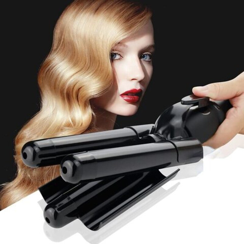 Hiciti Three Barrel Curling Iron Wand Hair Curler, Black