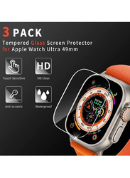 Anti Scratch HD Bubble Free Tempered Glass Screen Protector for Apple Watch Ultra 49mm, 3 Piece, Clear