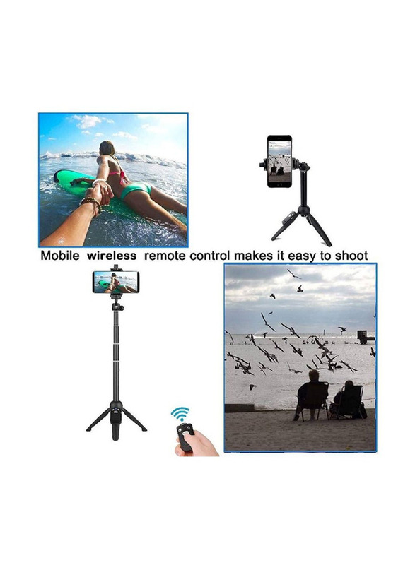 Extendable Selfie Stick Phone Tripod with Wireless Remote Shutter, Black