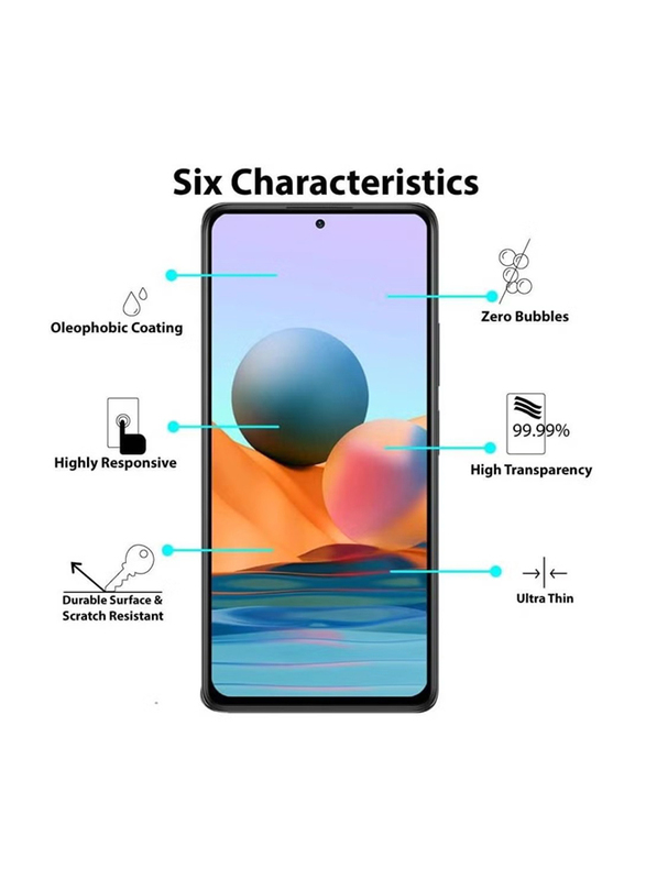 Xiaomi Redmi Note 10 Pro Tempered Glass Screen Protector, Clear/Black