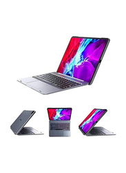 Doqo Smart Detachable English Keyboard Case with Trackpad, RGB Backlit, Advanced 5.1 Bluetooth, Protective Case & Apple Pencil Holder for iPad Pro 12.9", Silver