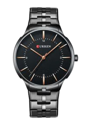Curren Analog Watch for Men with Stainless Steel Band, J3633B-KM, Black