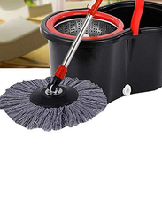 Replacement 360 Rotating Head Easy Magic Microfiber Spinning Floor Mop, Black