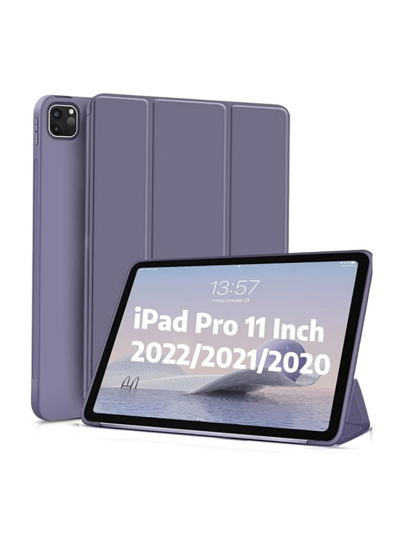 Dux Ducis Apple iPad Pro 11 2022/2021/2020 Protective Soft TPU Smart Tablet Case Cover with Pen Holder and Auto Wake/Sleep, Purple