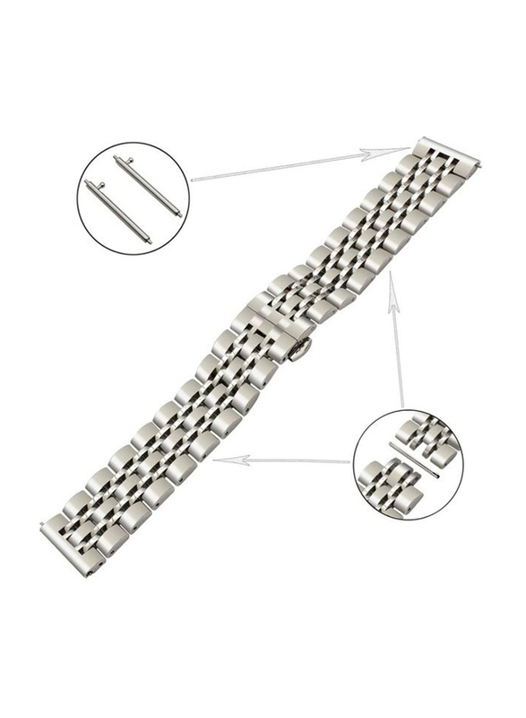 Classic Stainless Steel Smartwatch Strap Band for Huawei Smart Watch GT2/GT/Honor Magic 2, Silver