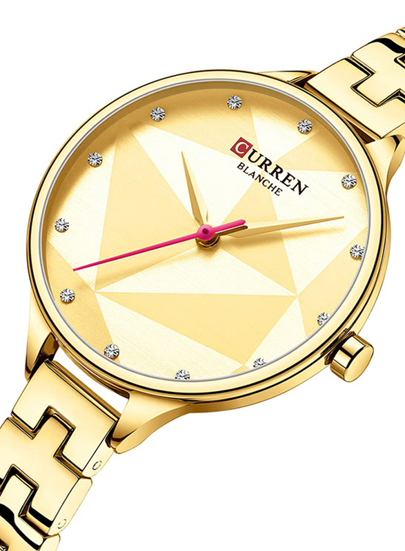 Curren Analog Watch for Women with Alloy Band, Water Resistant, 9047-4, Gold