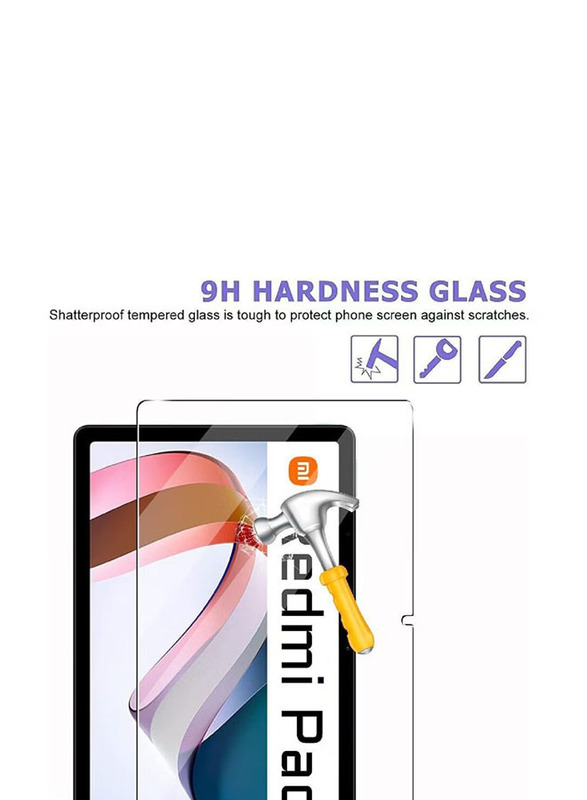 Hyx Xiaomi Redmi Pad HD Full Coverage Easy Installation Tempered Glass Screen Protector, 2 Piece, Clear