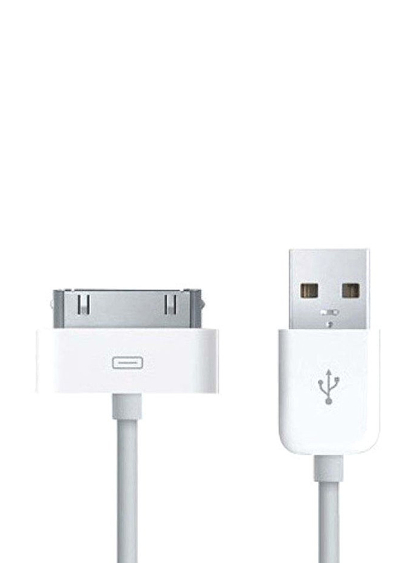30-Pin to USB Type A Data Sync Charging Cable, White