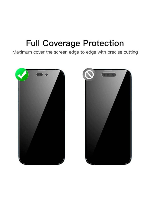 Apple iPhone 14 Pro Anti-Scratch Privacy Tempered Glass Screen Protector, 2 Pieces, Clear