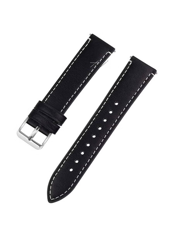 Quick Release Leather Watch Strap 20mm, Black