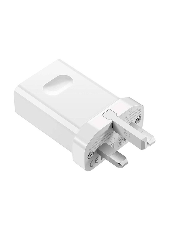 Quick Charge Travel Wall Charger, USB Type A to USB Type-C Cable for Mobile Phones, White