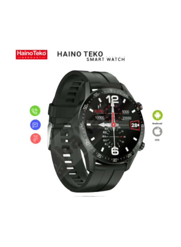 Haino Teko 44mm Water Resistant Full Touch Screen Smartwatch, Black