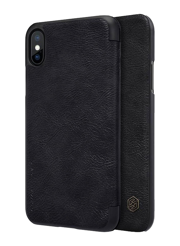 Nillkin Apple iPhone X Leather Flip Mobile Phone Case Cover, Black