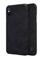 Nillkin Apple iPhone X Leather Flip Mobile Phone Case Cover, Black