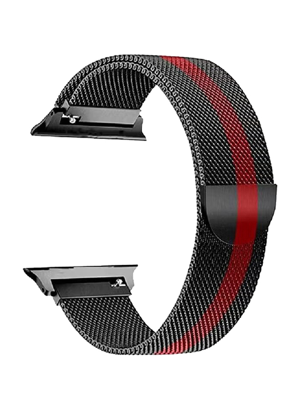 Gennext Magnetic Stainless Steel Loop Band for Apple Watch 44/42mm, Black/Red