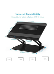 Adjustable Aluminium Laptop Stand with Slide-Proof for Laptop Upto 17-Inch, Black