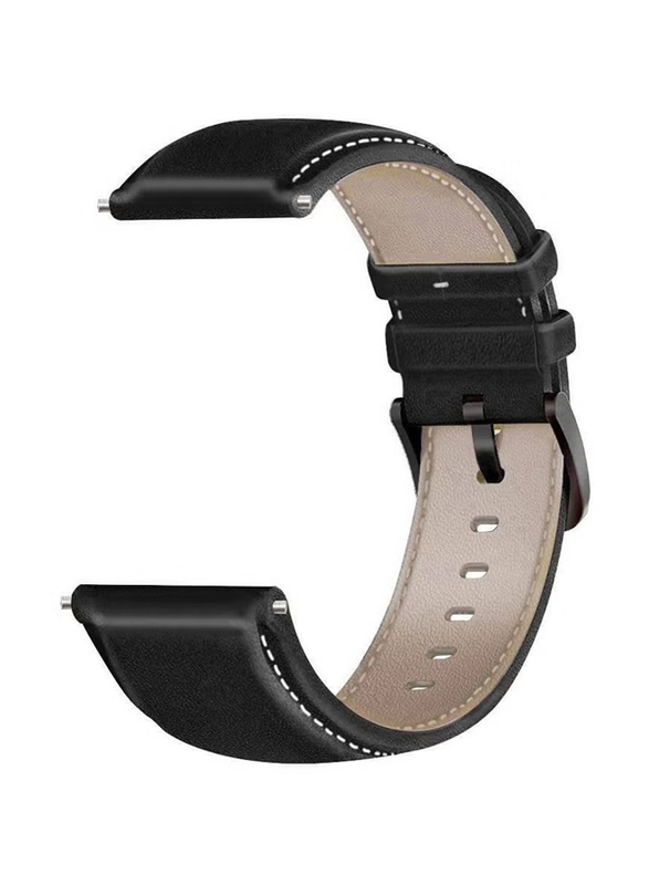 Replacement Genuine Leather Strap for Huawei Watch GT3, Black