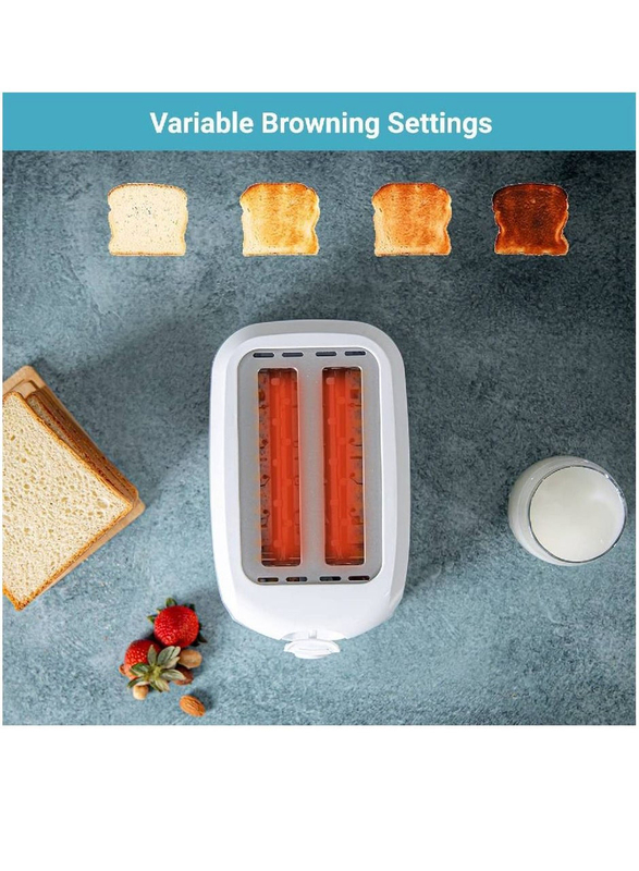 Arabest 2 Slice Bread Toaster with Removable Crumb Tray, 700W, White