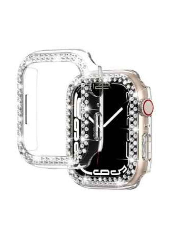 Diamond Frame Guard Shockproof Case Cover for Apple Watch 44mm, Clear