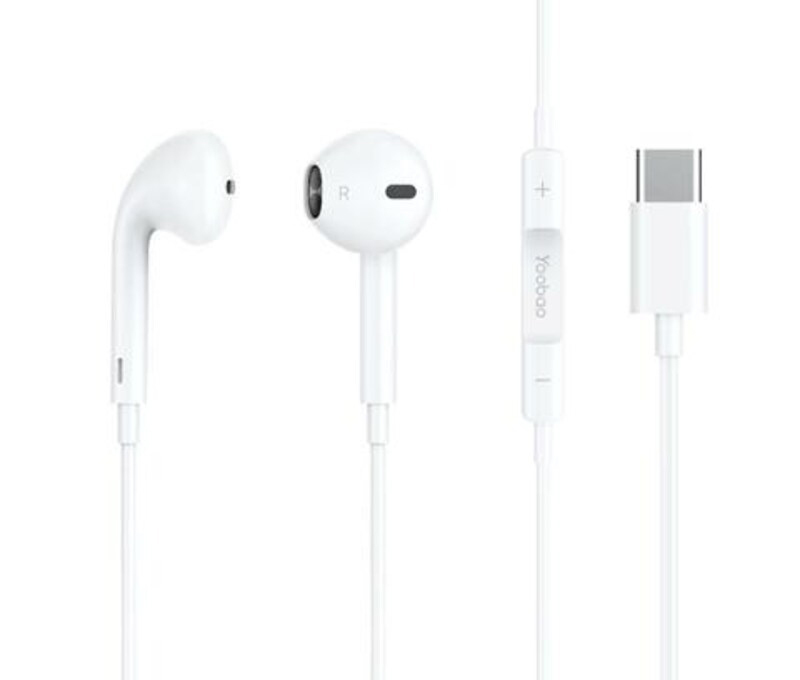 Yoobao Ybl6 Type-C Cable In-Ear Earphone with MIC, White