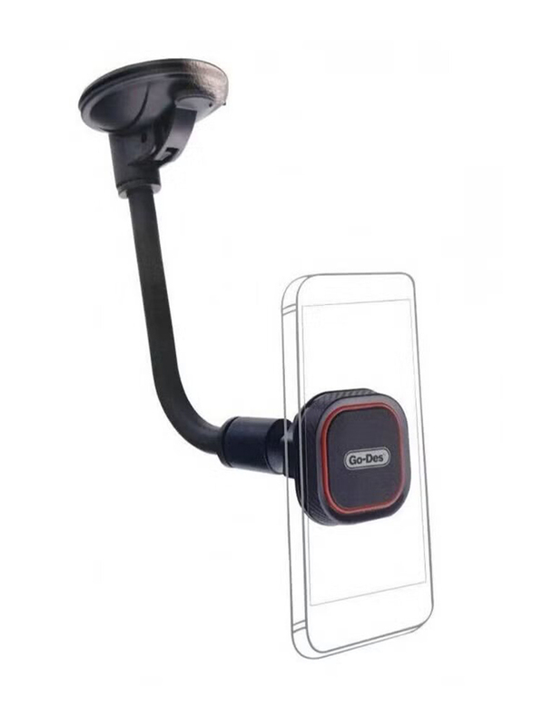 Go-Des Universal Rotating 360 Degree Long Flexible Arm Windshield Car Phone Holder Mount, GD-HD651, Black