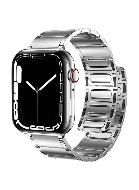 Replacement Stainless Steel Magnetic Metal Strap for Apple Series 8/7/6/5/4/SE 45mm/44mm/42mm/Ultra Watch 49mm, Silver