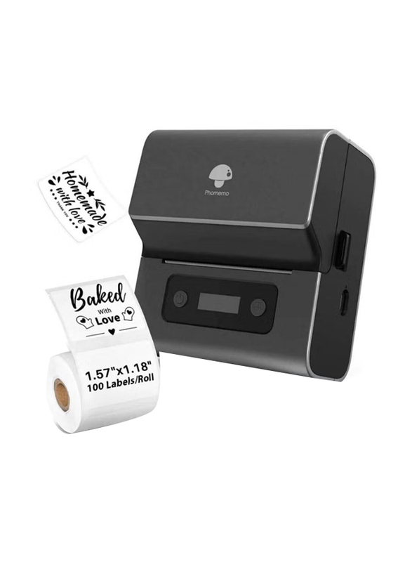 Phomemo 3 Inch Bluetooth Label Maker Thermal Printer, Black