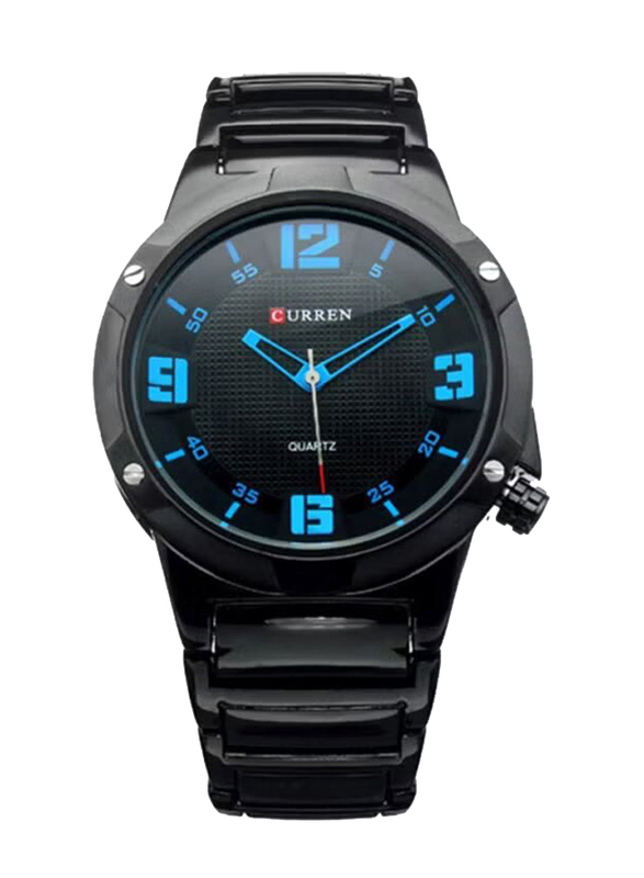 Curren Analog Watch for Men with Stainless Steel Band, WT-CU-8111-BL, Black