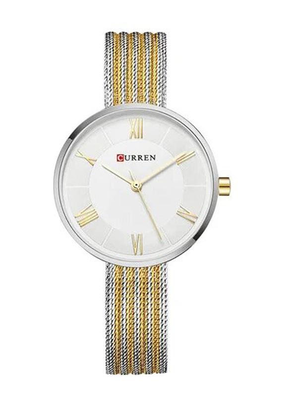 Curren Stylish Analog Unisex Watch with Alloy Band, Gold-Silver