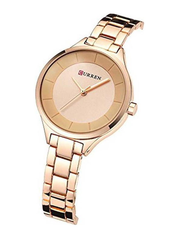 Curren Analog Watch for Women with Stainless Steel Band, Water Resistant, 9015, Rose Gold