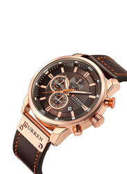 Curren Analog Watch for Men with Stainless Steel Band, Water Resistant and Chronograph, J3591-4-1-KM, Brown