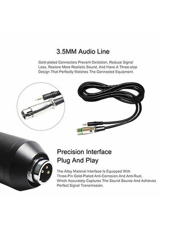 Studio Recording Condenser Microphone Kit, 5 Pieces, Black/Silver