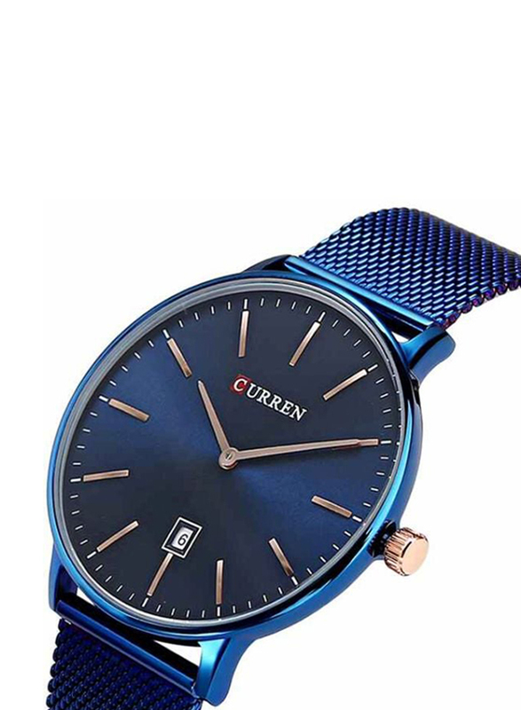 Curren Analog Watch for Men with Stainless Steel Band, Water Resistant, 2563059, Blue