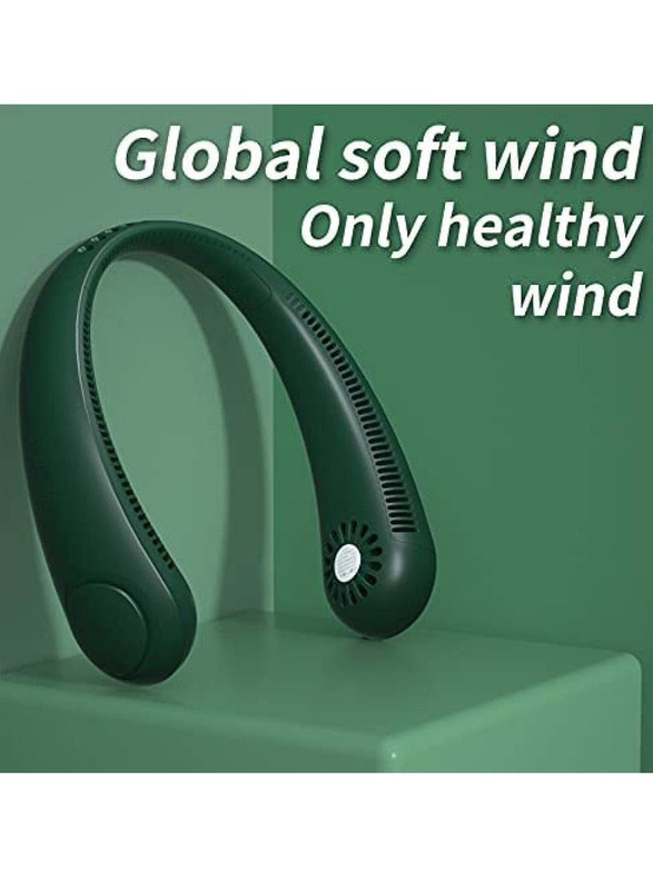 Portable Hands Free Bladeless 360° Cooling USB Neck Fan with 3 Wind Speed, Green