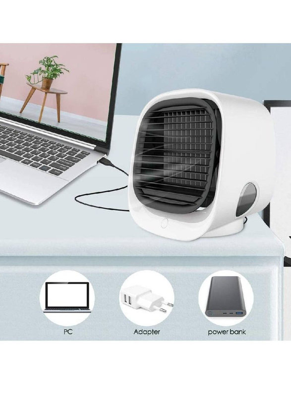 Portable Noiseless Mini Desktop Cooling Fan with 3 Speeds, White