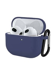 Protective Case Skin Cover with Keychain and Lock for Apple AirPods 3, Blue