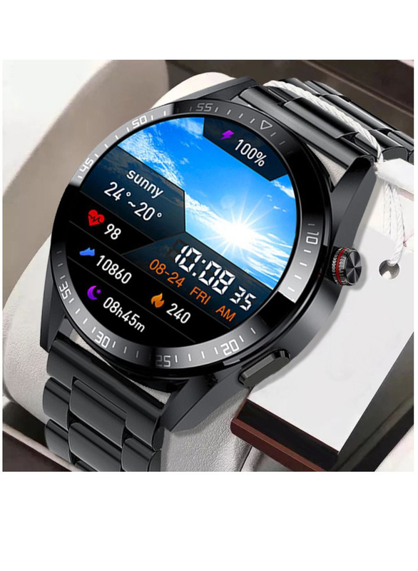 Stainless Steel Fitness Smartwatch, IP67 Waterproof, Activity Tracker, Heart Rate/Sleep Monitor Pedometer, Black