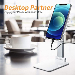 Tenlamp Adjustable Angle & Height Foldable Desk Holder Cell Phone Stand with Stable & Anti-Slip Design, Black