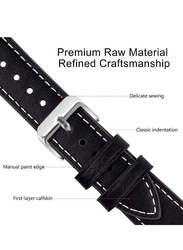 Quick Release Leather Watch Strap 20mm, Black