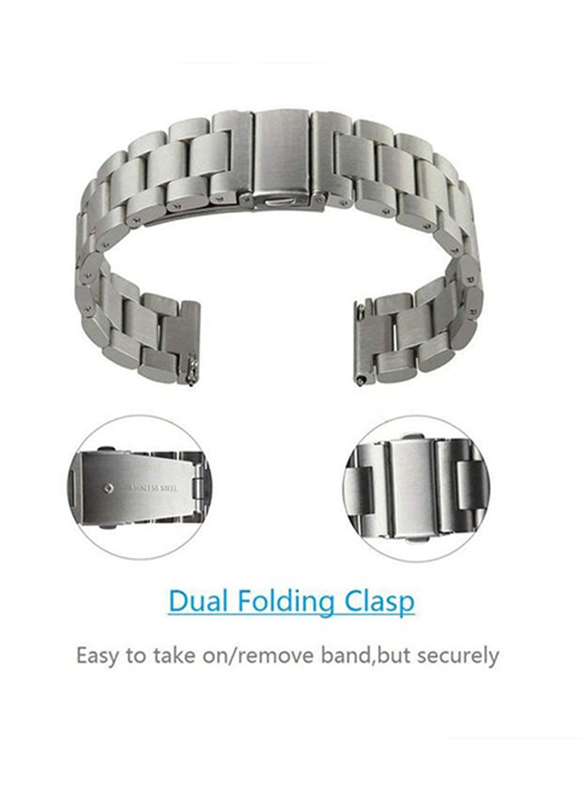 Stainless Steel Watch Band Strap for Huawei Watch 20mm, Black/Silver