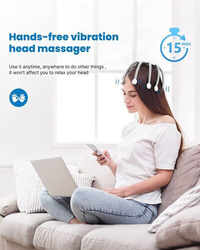 Smart Hand-Free Electric Head Massager Octopus 10 Vibration Claws 4 Modes Wireless Rechargable Scalp Massage Stress Relax, One Size, White/Grey