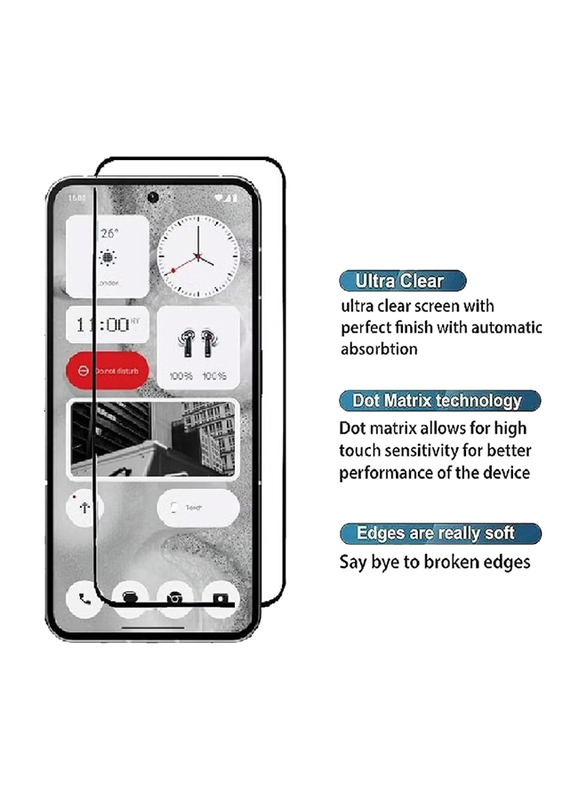 HYX Nothing Phone 2 Edge to Edge Easy Installation 9H Anti Finger Print Tempered Glass Screen Protector, Clear/Black