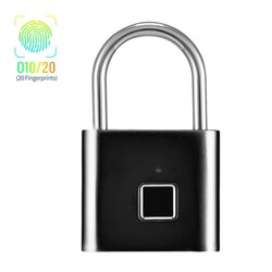 Decdeal O10 Smart Fingerprint Padlock Cabinet Fingerprint Lock Dormitory Anti-theft Lock, Black