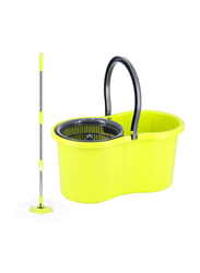 Royalford Modern Spin 360 Degree Spinning Mop Bucket Home Cleaner with Extended Easy Press Stainless Steel Handle & Easy Wring Dryer Basket, Yellow/Grey